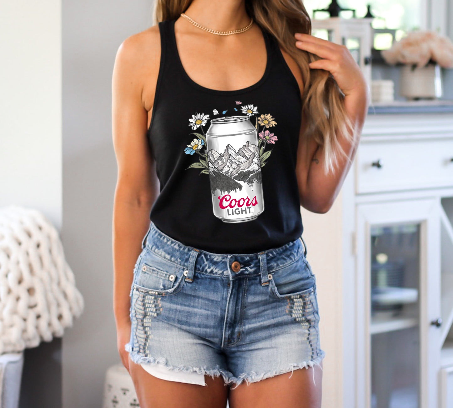 Floral Beer Racerback Tank Top