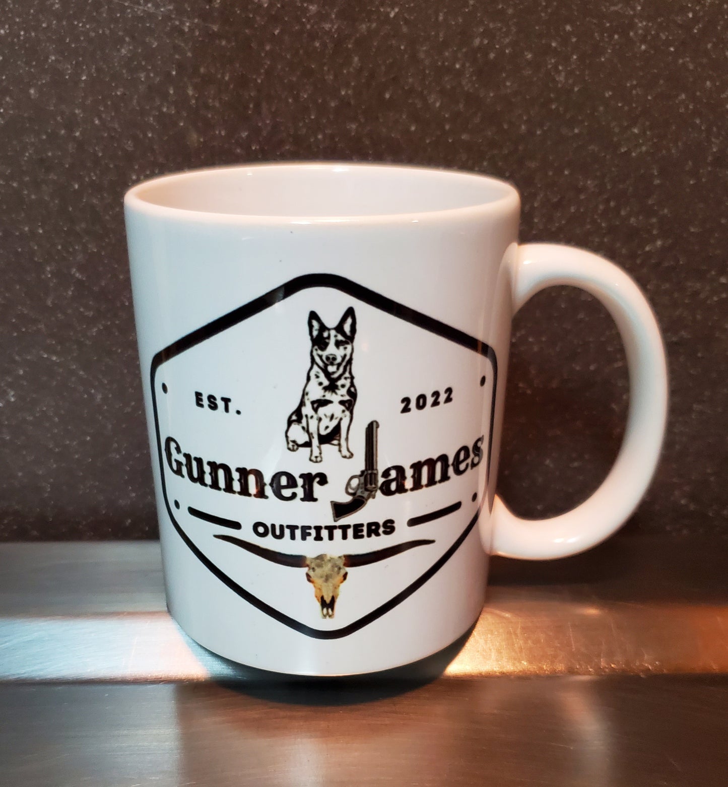 Gunner James Outfitters logo mug